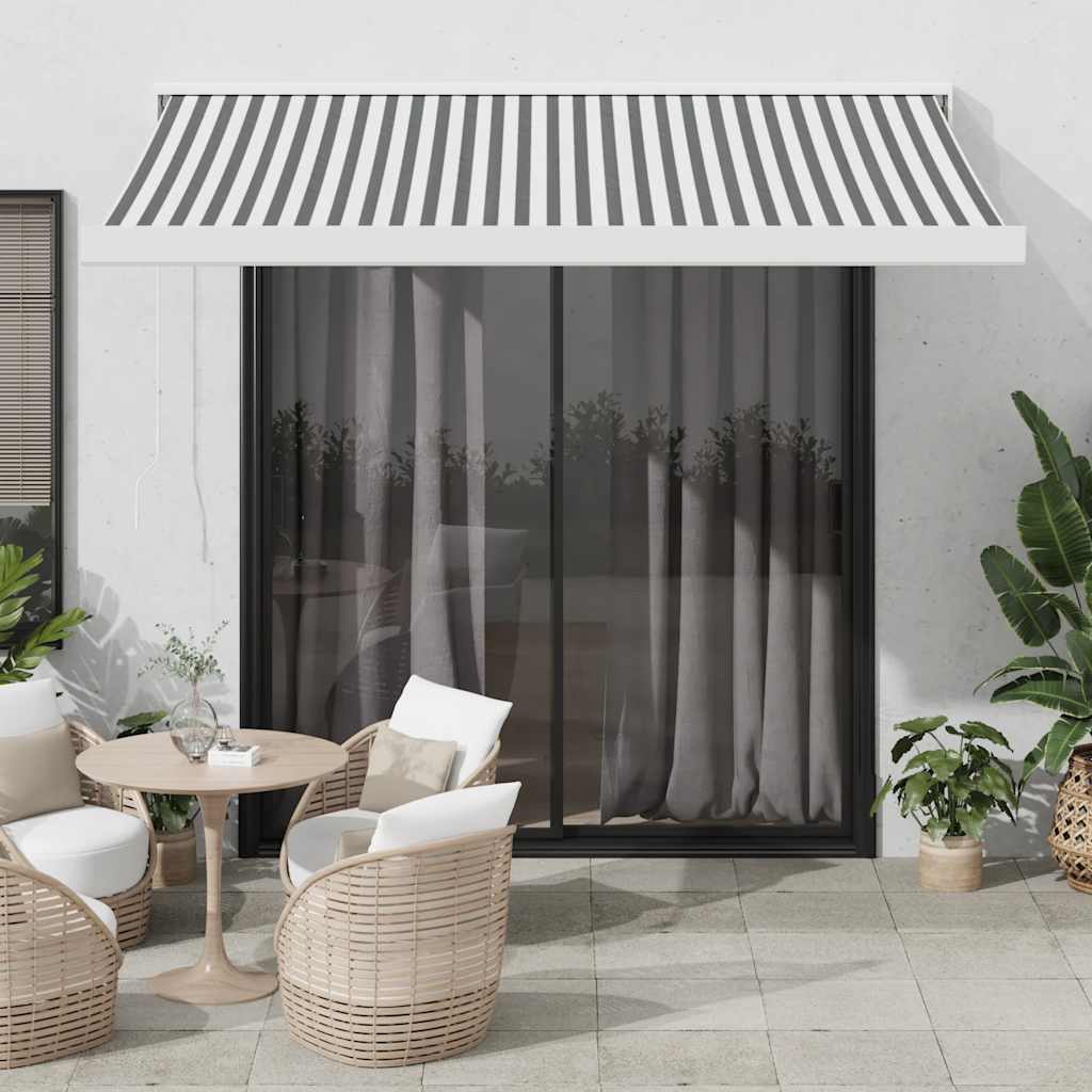 Copertină retractabilă antracit/alb, 3,5x2,5 m, textil/aluminiu