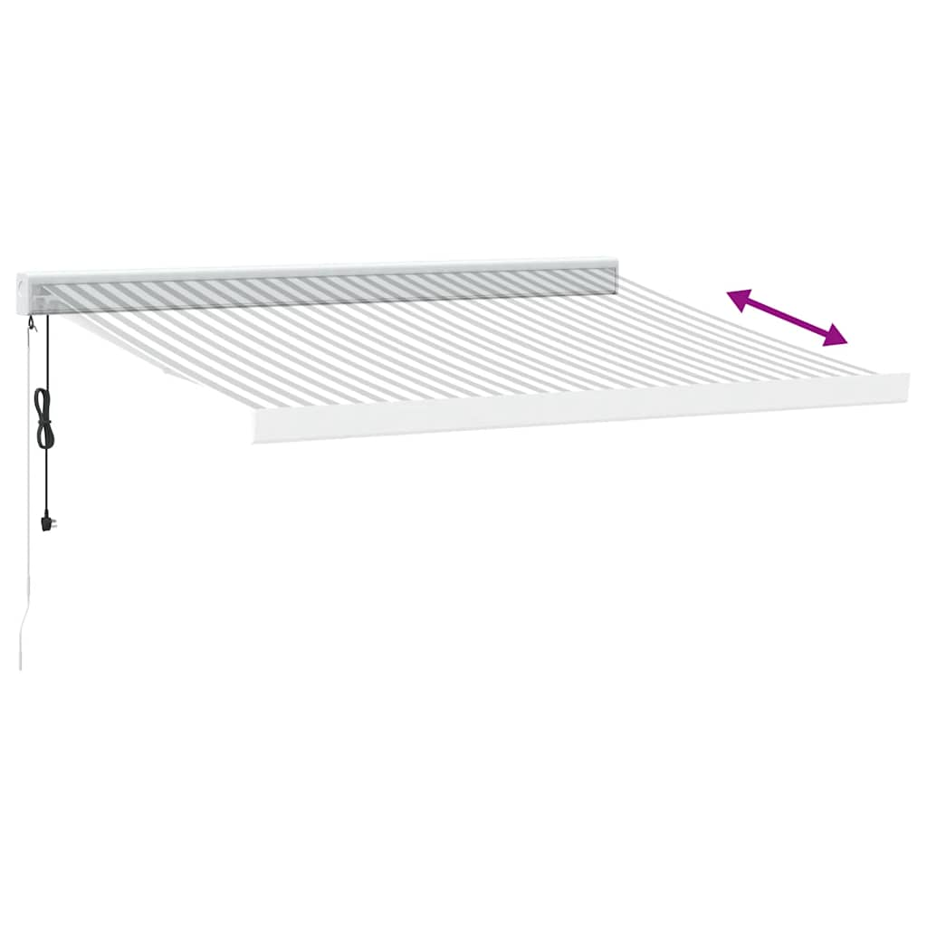 Copertină retractabilă antracit/alb, 3,5x2,5 m, textil/aluminiu