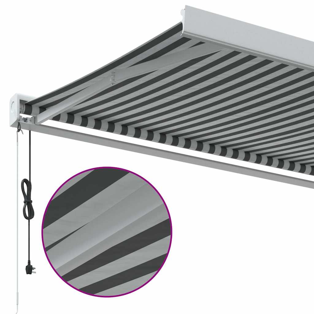 Copertină retractabilă antracit/alb, 3,5x2,5 m, textil/aluminiu