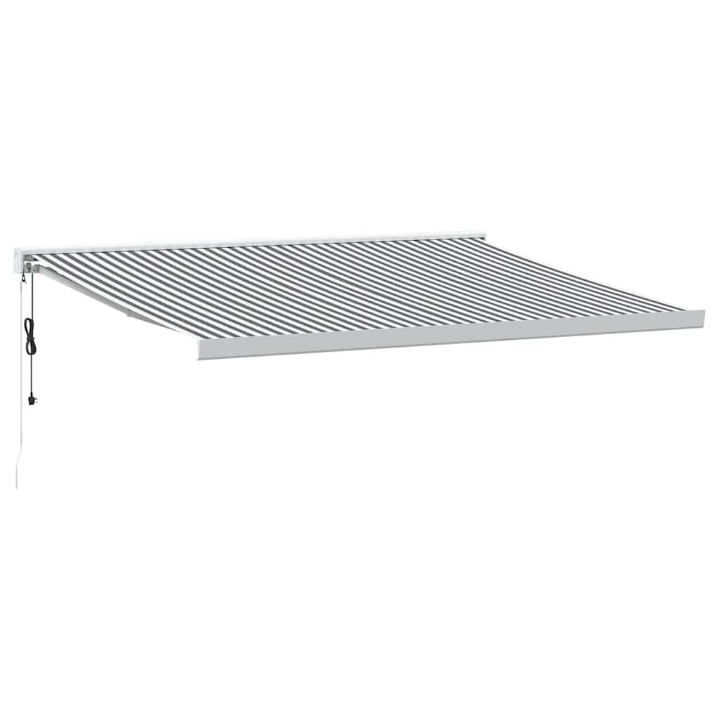 Copertină retractabilă antracit/alb, 4x3 m, textil/aluminiu