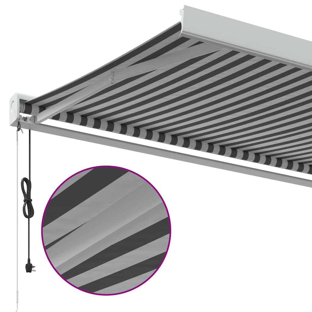 Copertină retractabilă antracit/alb, 4x3 m, textil/aluminiu