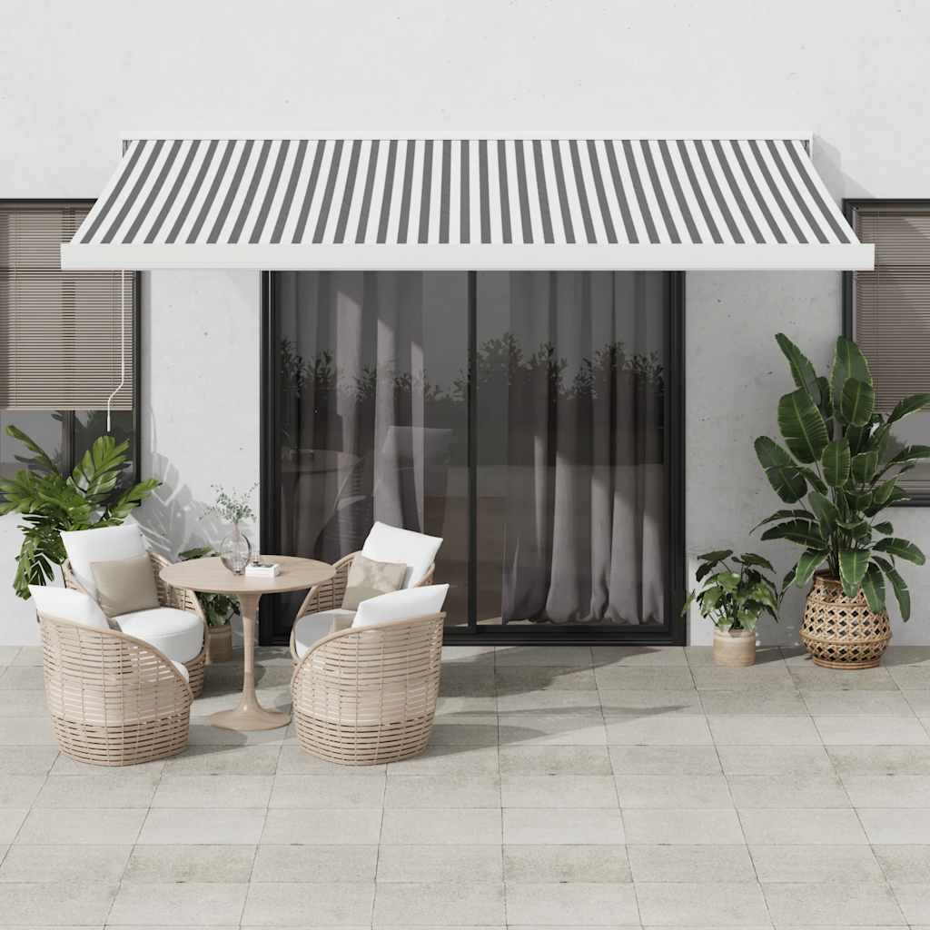 Copertină retractabilă antracit/alb, 4x3 m, textil/aluminiu