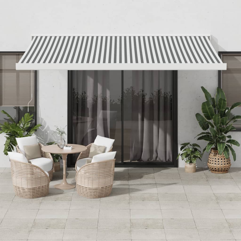 Copertină retractabilă antracit/alb, 4,5x3 m, textil/aluminiu