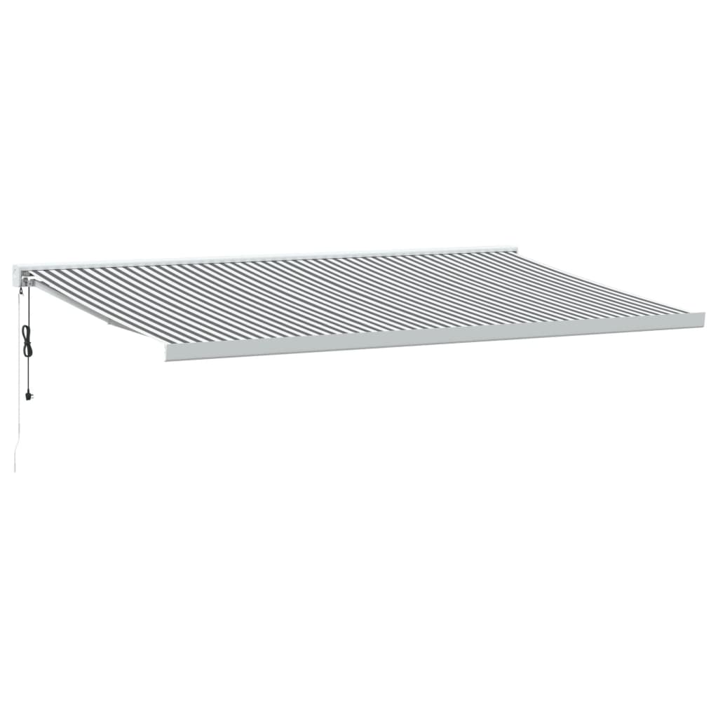 Copertină retractabilă antracit/alb, 5x3 m, textil/aluminiu