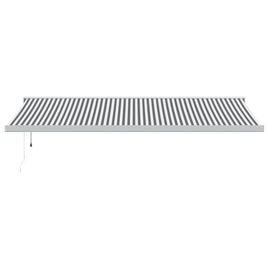 Copertină retractabilă antracit/alb, 5x3 m, textil/aluminiu