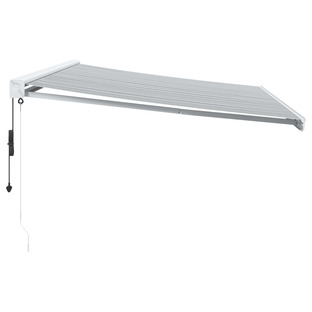 Copertină retractabilă antracit/alb, 5x3 m, textil/aluminiu