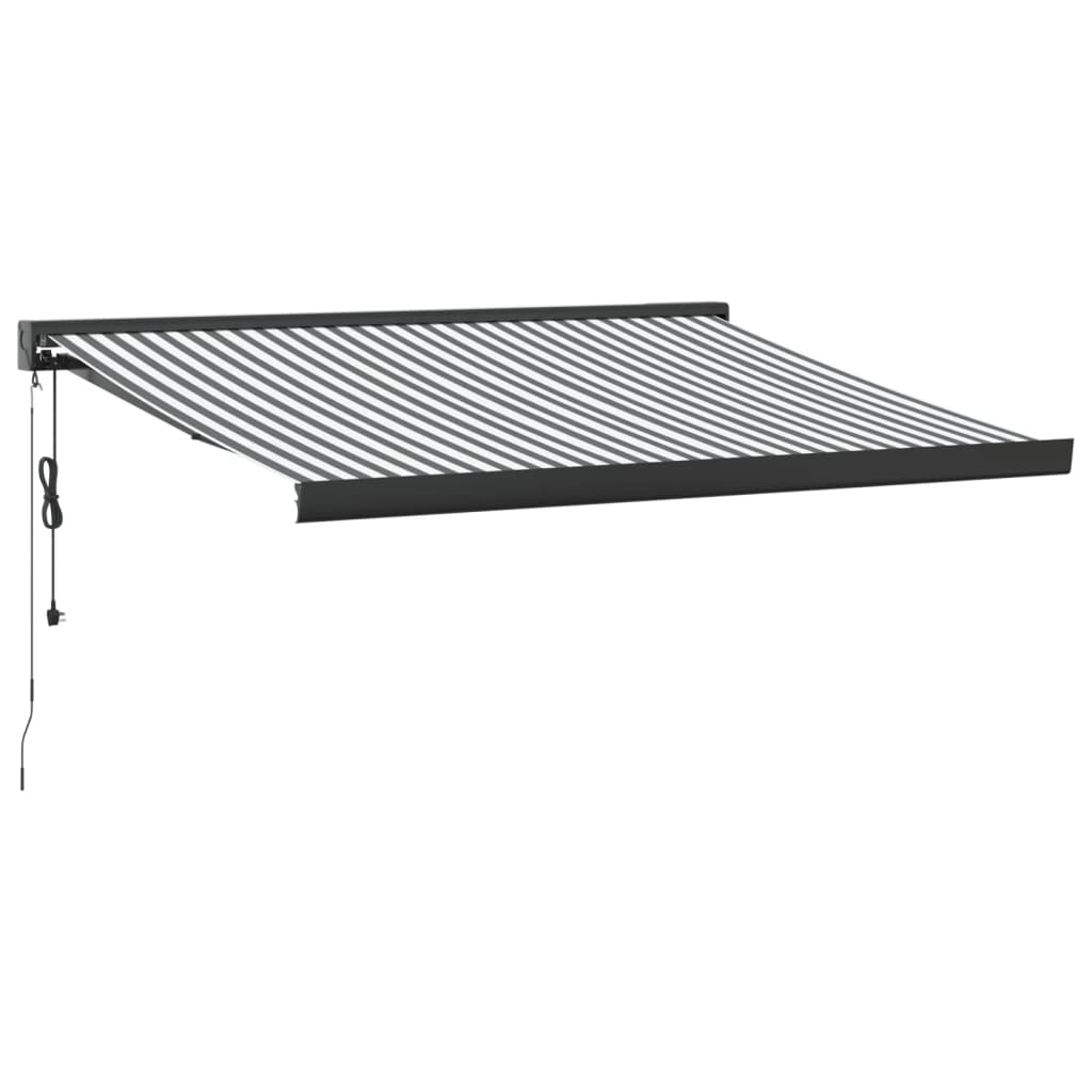 Copertină retractabilă antracit/alb, 3x2,5 m, textil/aluminiu