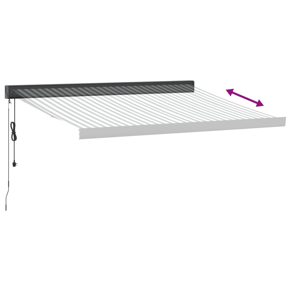 Copertină retractabilă antracit/alb, 3x2,5 m, textil/aluminiu