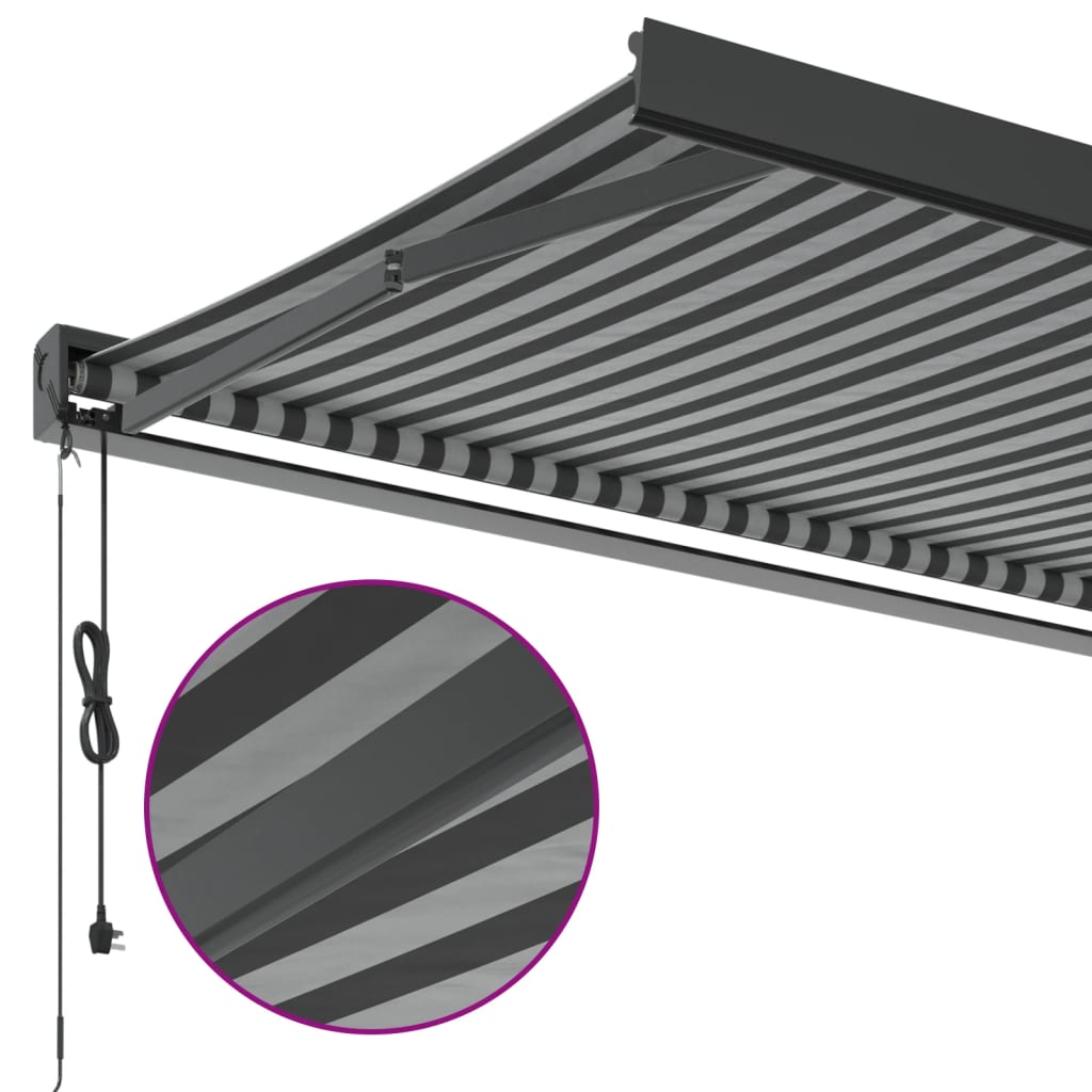 Copertină retractabilă antracit/alb, 3x2,5 m, textil/aluminiu