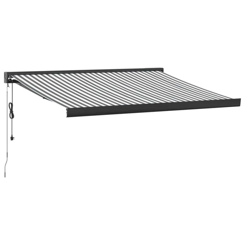 Copertină retractabilă antracit/alb, 3,5x2,5 m, textil/aluminiu