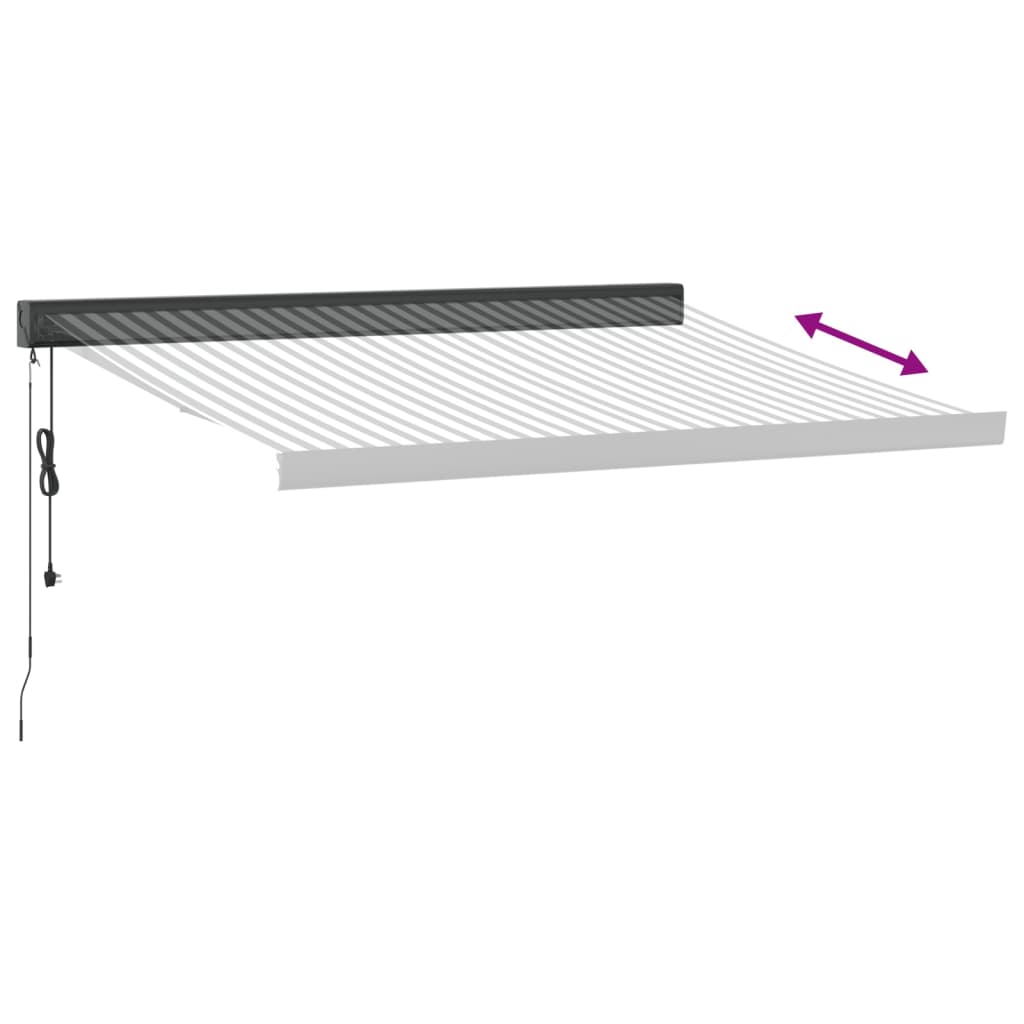 Copertină retractabilă antracit/alb, 3,5x2,5 m, textil/aluminiu