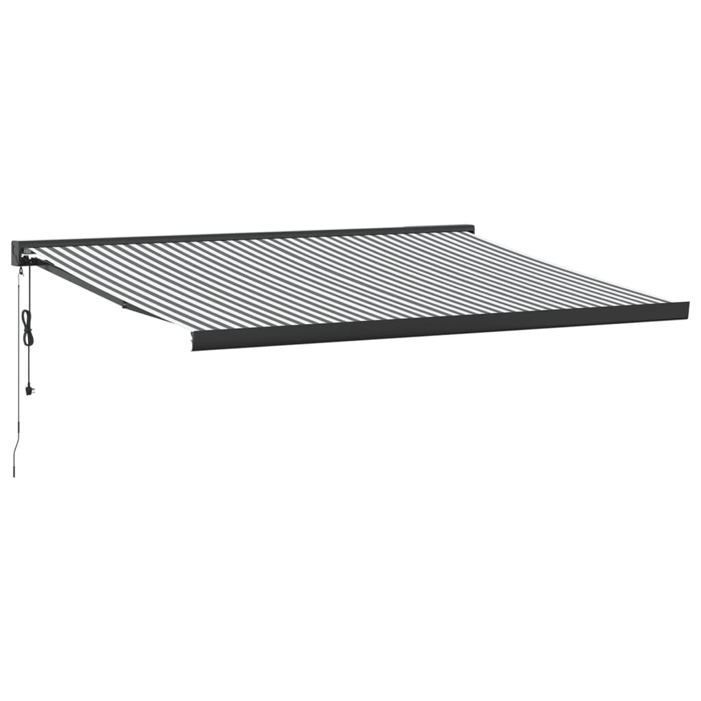 Copertină retractabilă antracit/alb, 4x3 m, textil/aluminiu