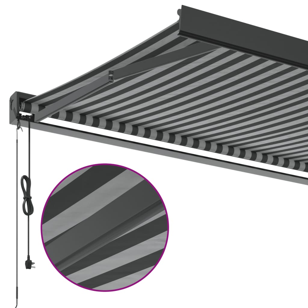 Copertină retractabilă antracit/alb, 4x3 m, textil/aluminiu