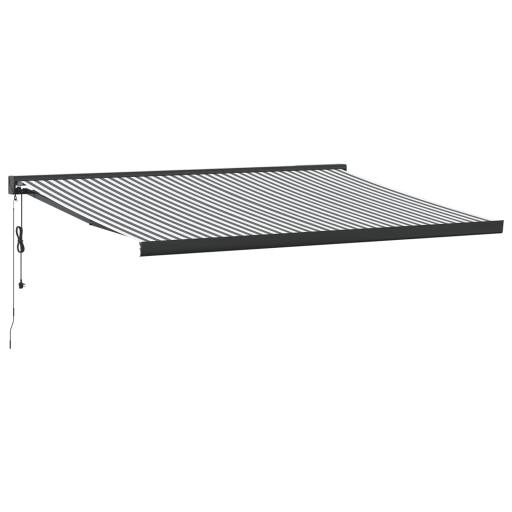 Copertină retractabilă antracit/alb, 4,5x3 m, textil/aluminiu