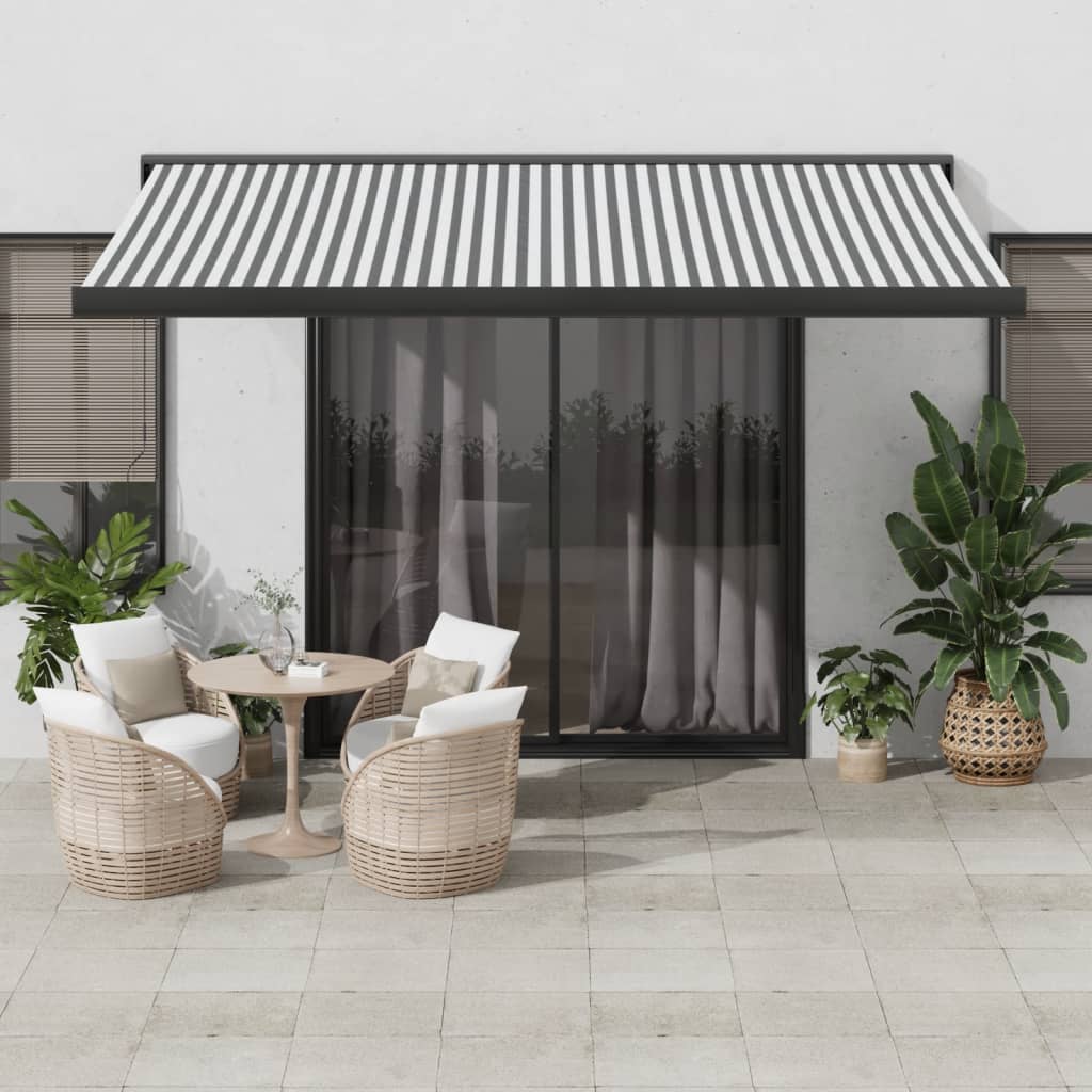 Copertină retractabilă antracit/alb, 4,5x3 m, textil/aluminiu