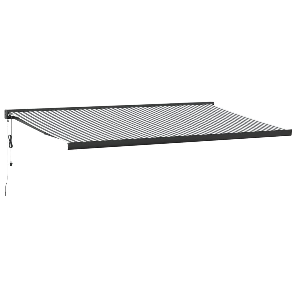 Copertină retractabilă antracit/alb, 5x3 m, textil/aluminiu