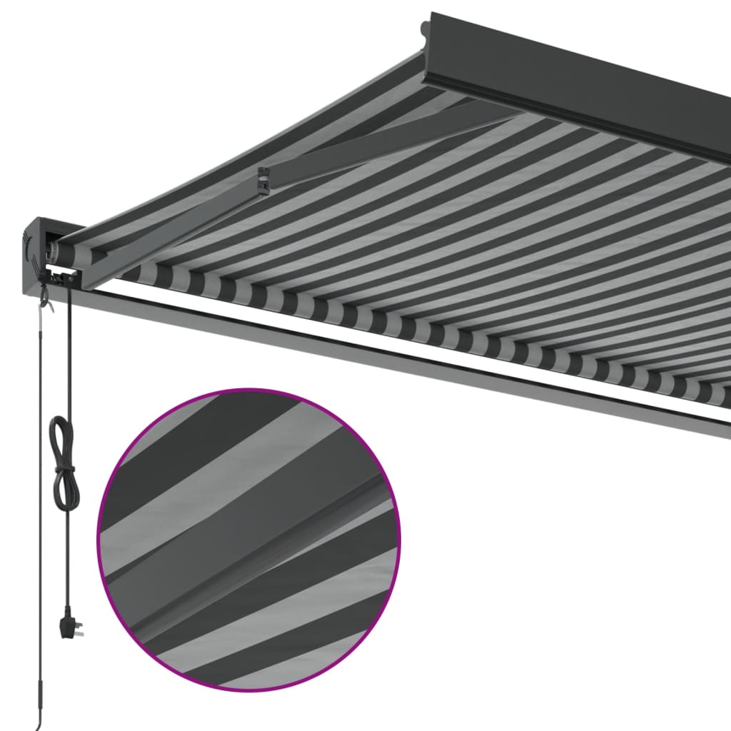 Copertină retractabilă antracit/alb, 5x3 m, textil/aluminiu