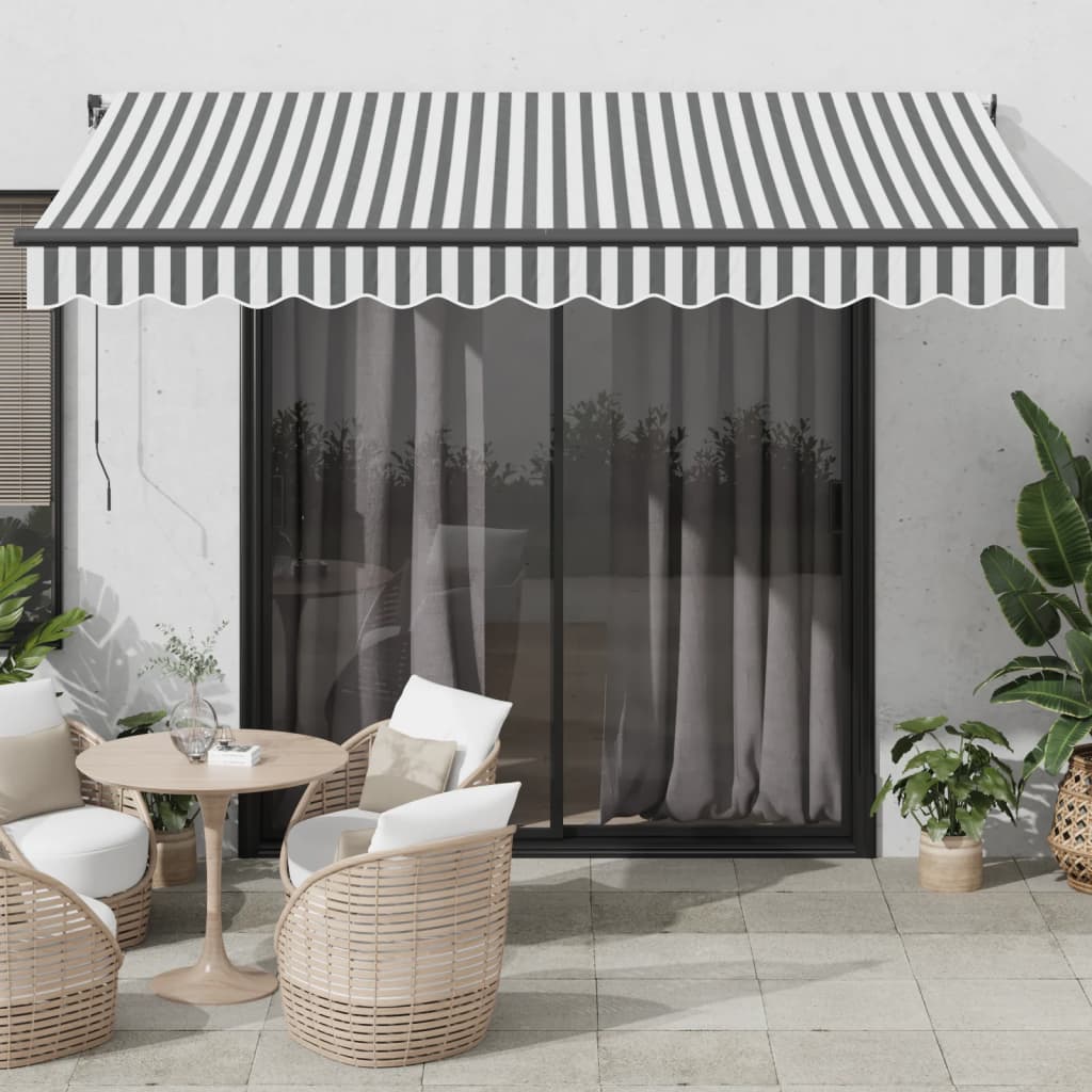 Copertină retractabilă manual cu LED, antracit/alb, 350x250 cm