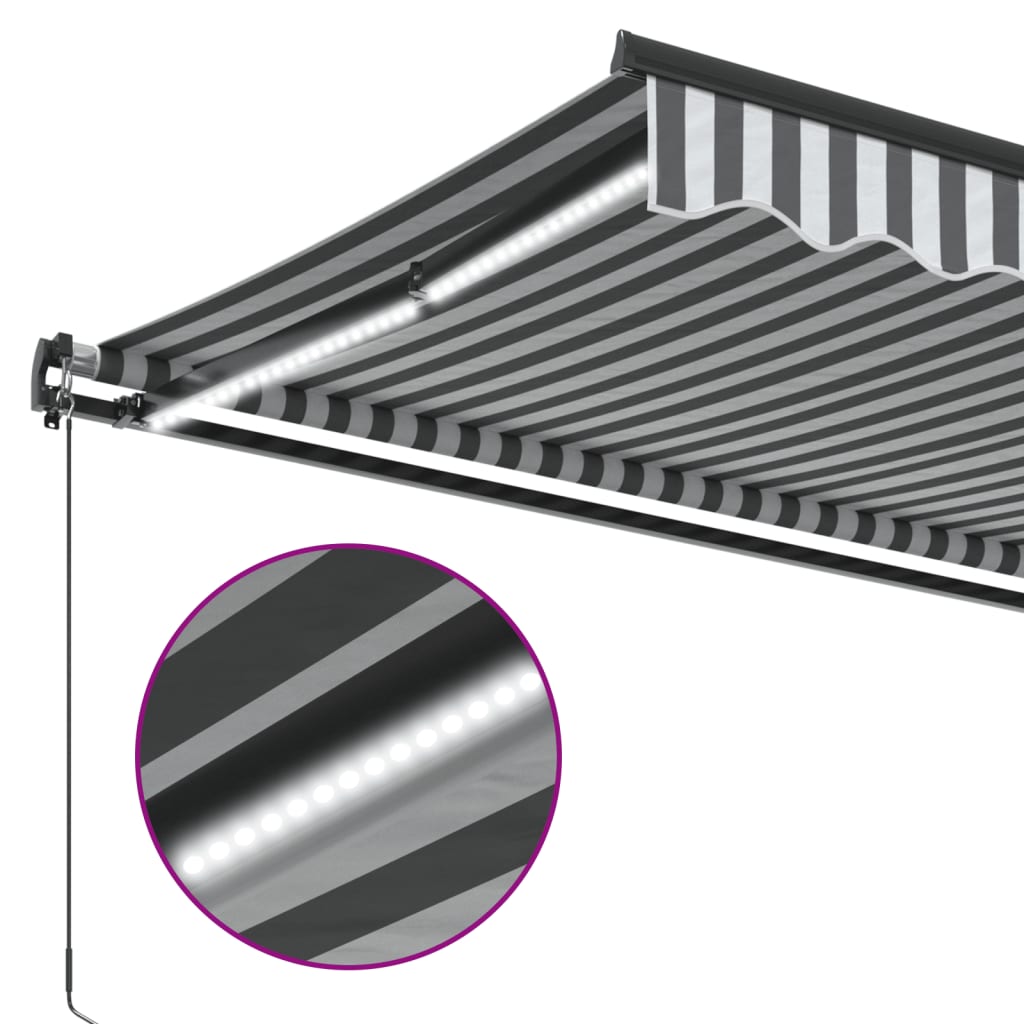 Copertină retractabilă manual cu LED, antracit/alb, 450x300 cm