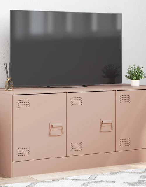 Загрузите изображение в средство просмотра галереи, Comodă TV, roz, 99x39x44 cm, oțel
