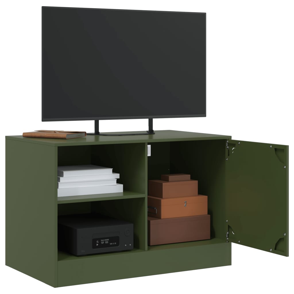 Comodă TV, verde măsliniu, 67x39x44 cm, oțel
