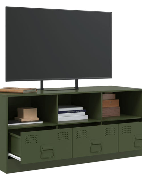 Загрузите изображение в средство просмотра галереи, Comodă TV, verde măsliniu, 99x39x44 cm, oțel
