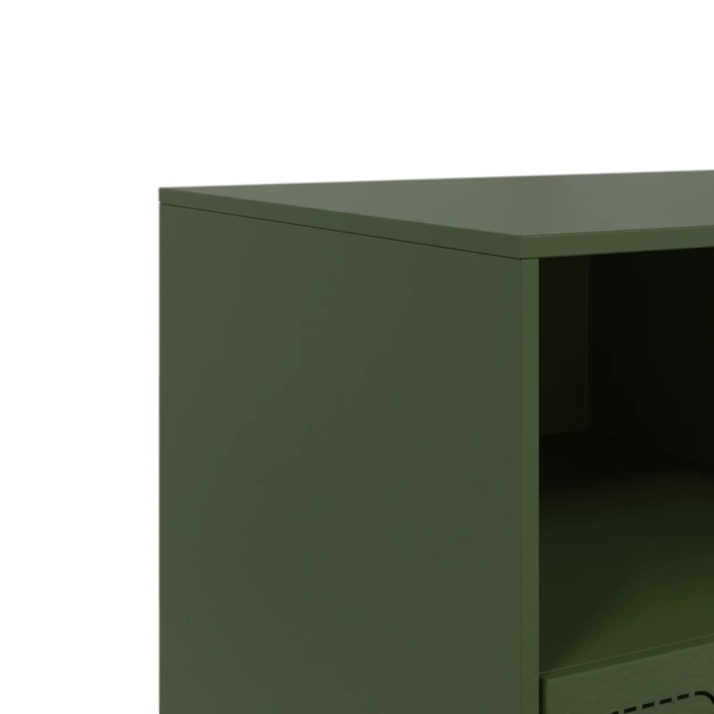Comodă TV, verde măsliniu, 99x39x44 cm, oțel