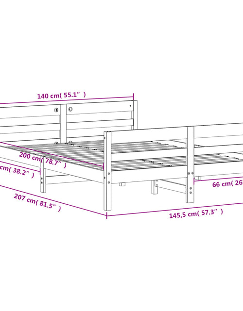 Загрузите изображение в средство просмотра галереи, Cadru de pat cu tăblie, alb, 140x200 cm, lemn masiv de pin
