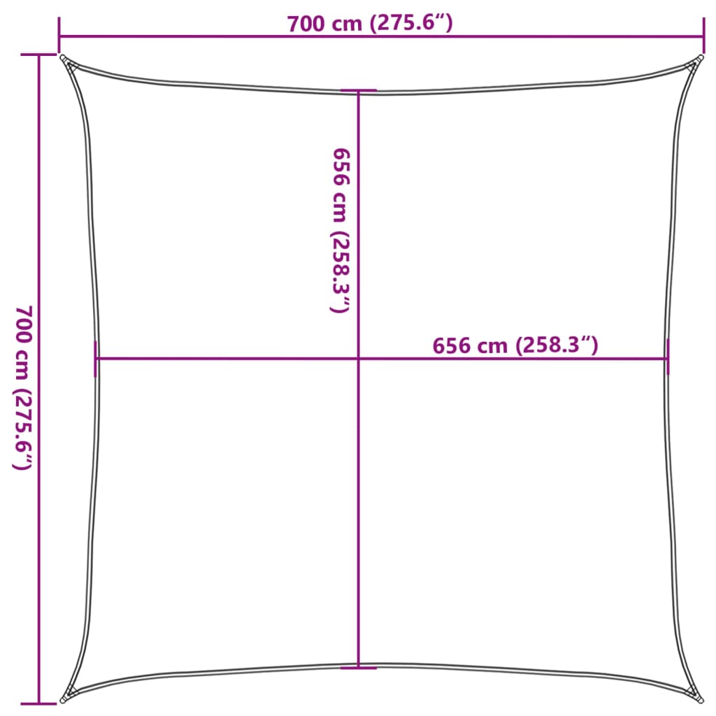 Parasolar, gri deschis, 7x7 m, 100% poliester Oxford