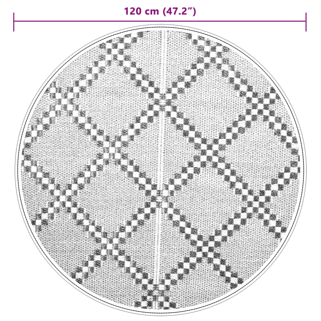 Covor de exterior, maro, Ø120 cm, PP