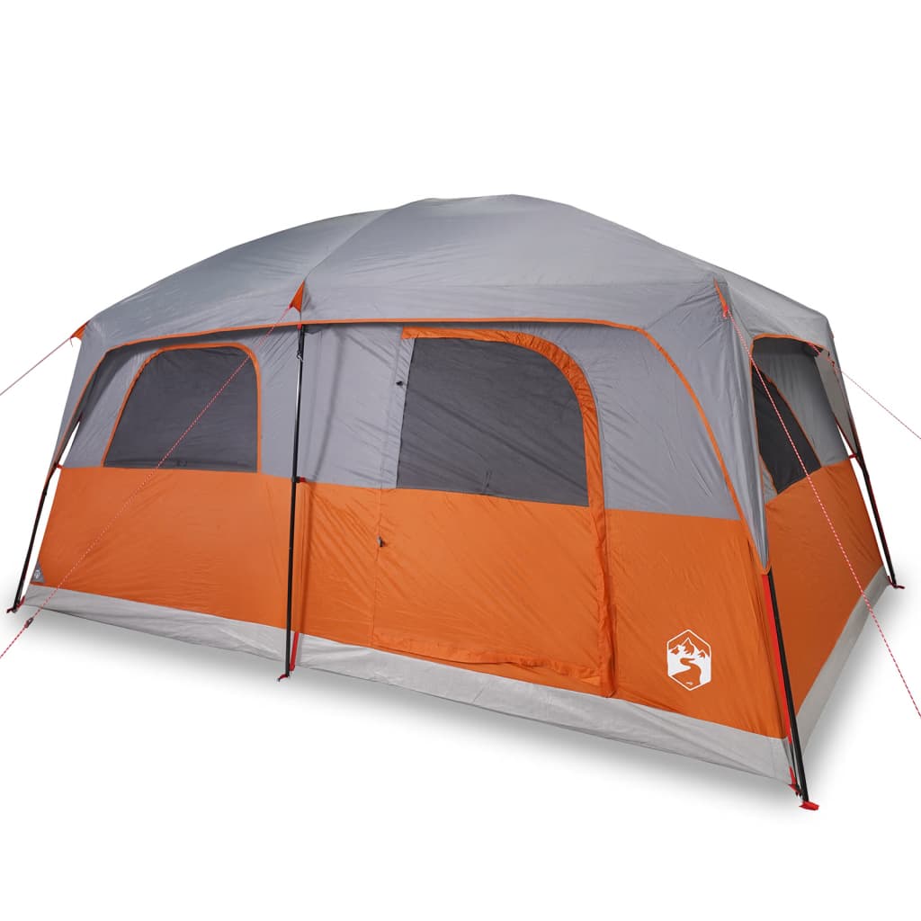 Cort de camping pentru 10 persoane, gri/portocaliu, impermeabil