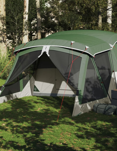 Загрузите изображение в средство просмотра галереи, Cort de camping cu verandă 4 persoane, verde, impermeabil
