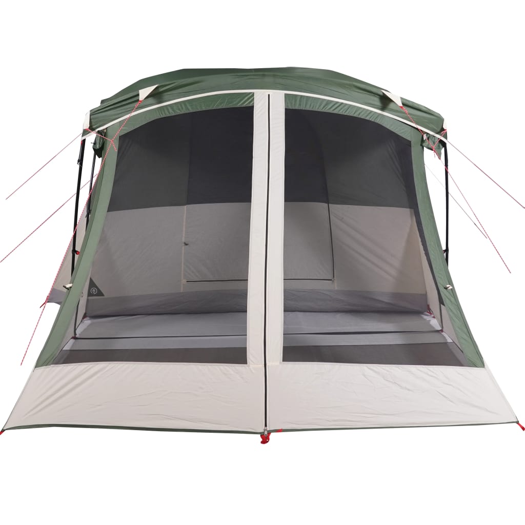 Cort de camping cu verandă 4 persoane, verde, impermeabil
