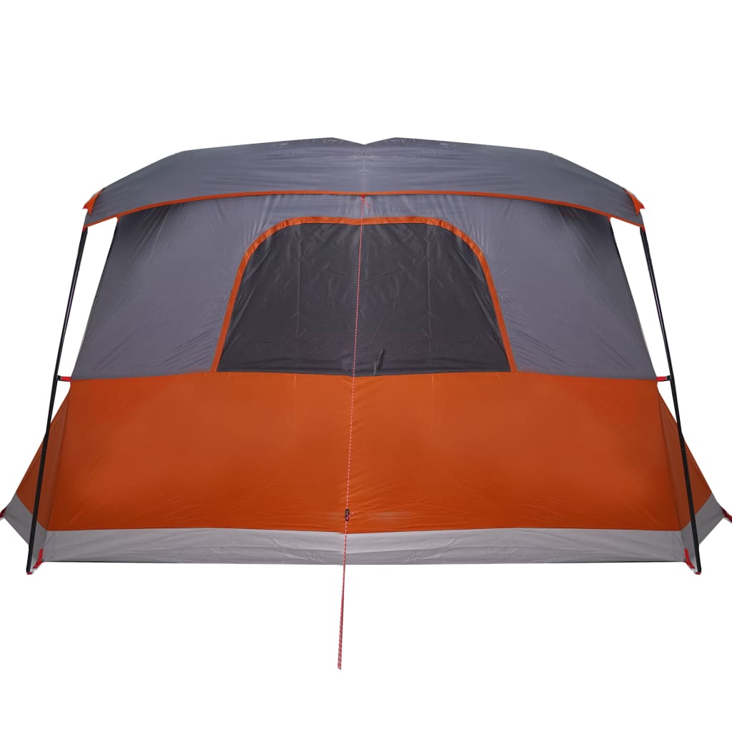 Cort camping cu verandă 4 persoane, gri/portocaliu, impermeabil