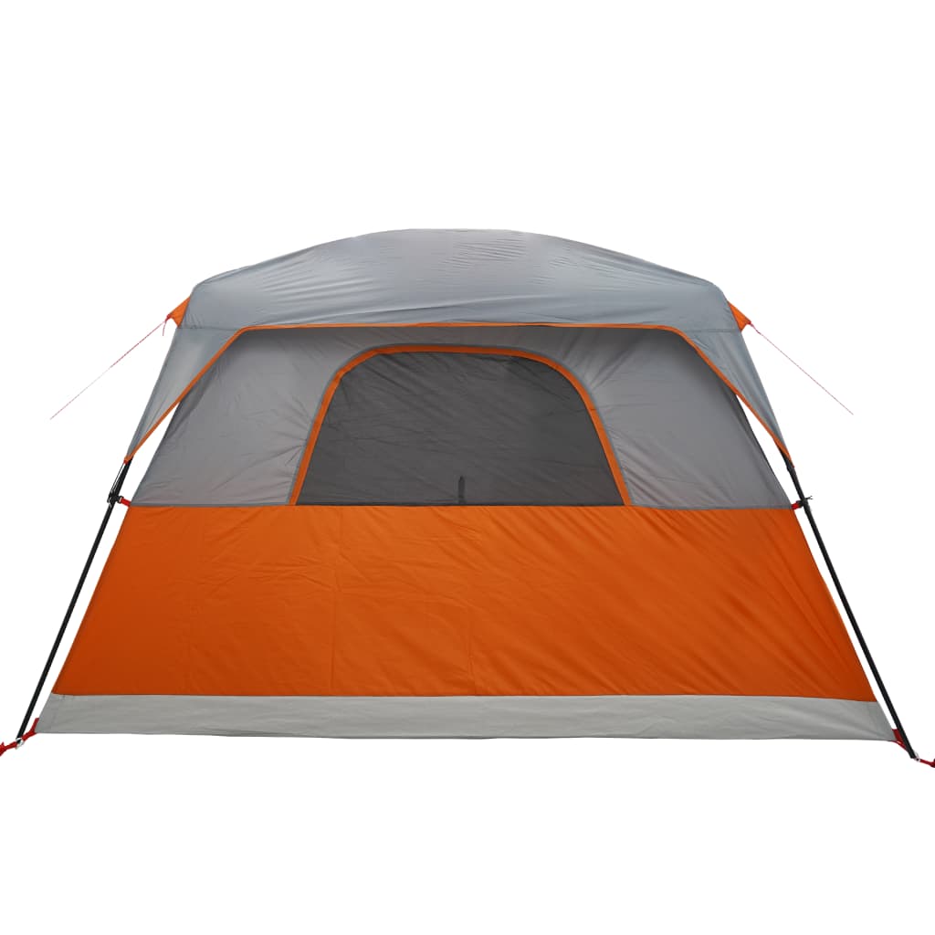 Cort de camping pentru 6 persoane, gri/portocaliu, impermeabil