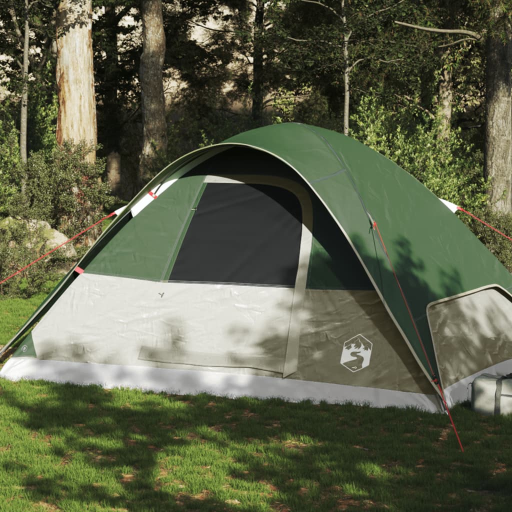 Cort de camping cupolă pentru 6 persoane, verde, impermeabil