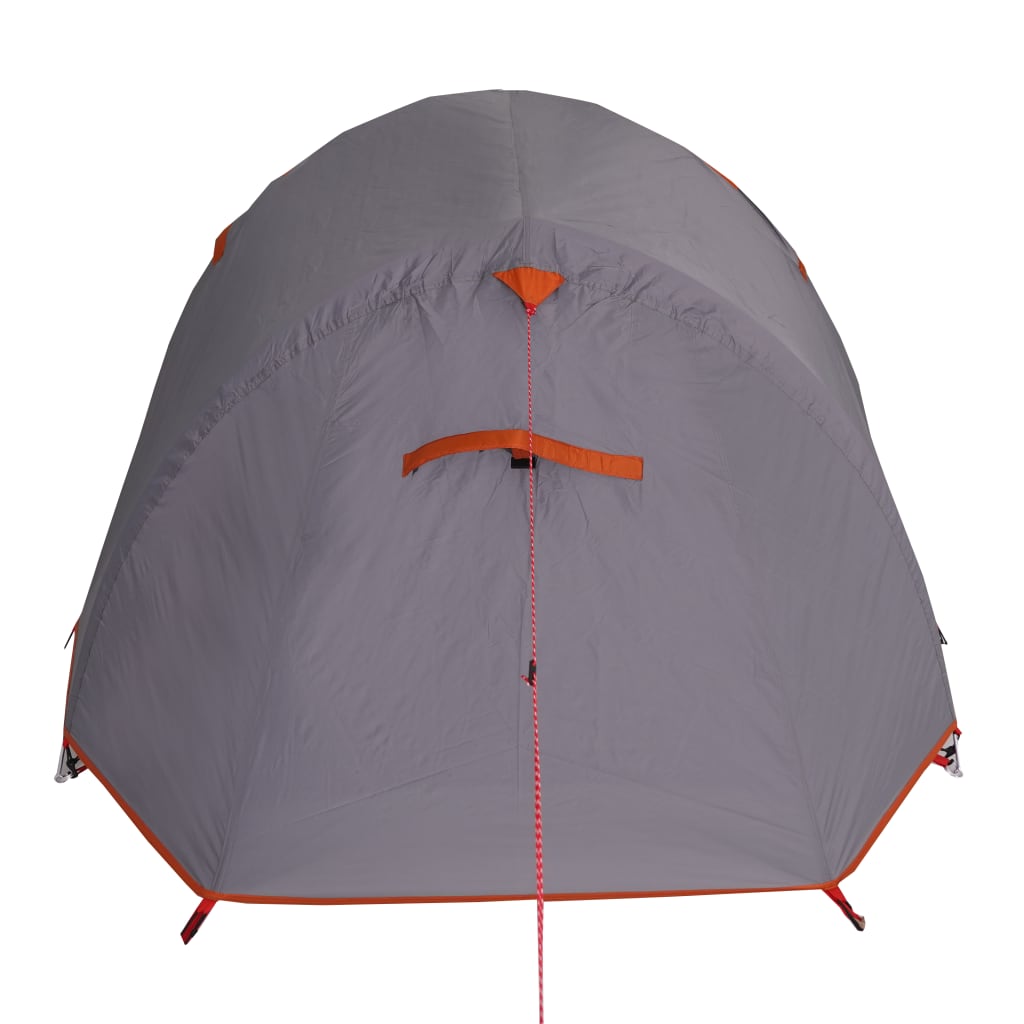 Cort de camping tunel 3 persoane, gri/portocaliu, impermeabil