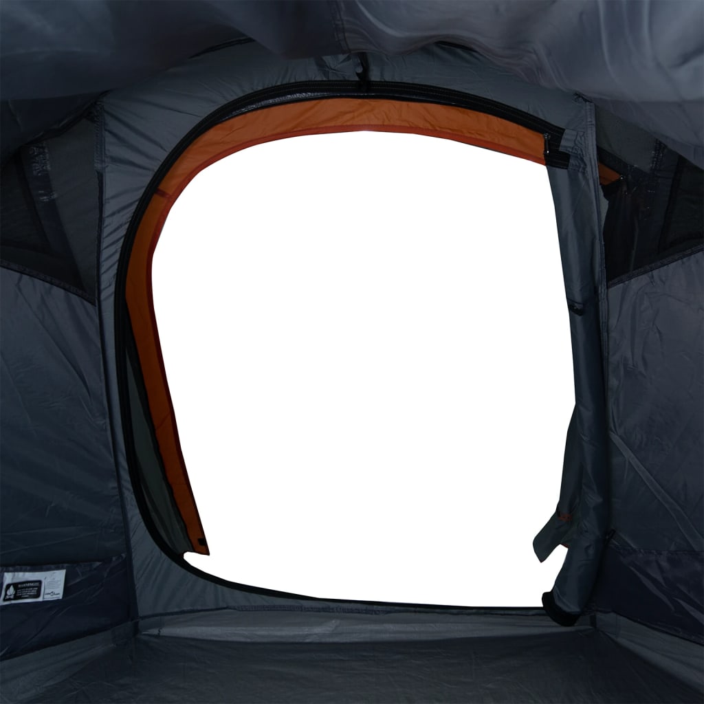 Cort de camping tunel 2 persoane, gri/portocaliu, impermeabil