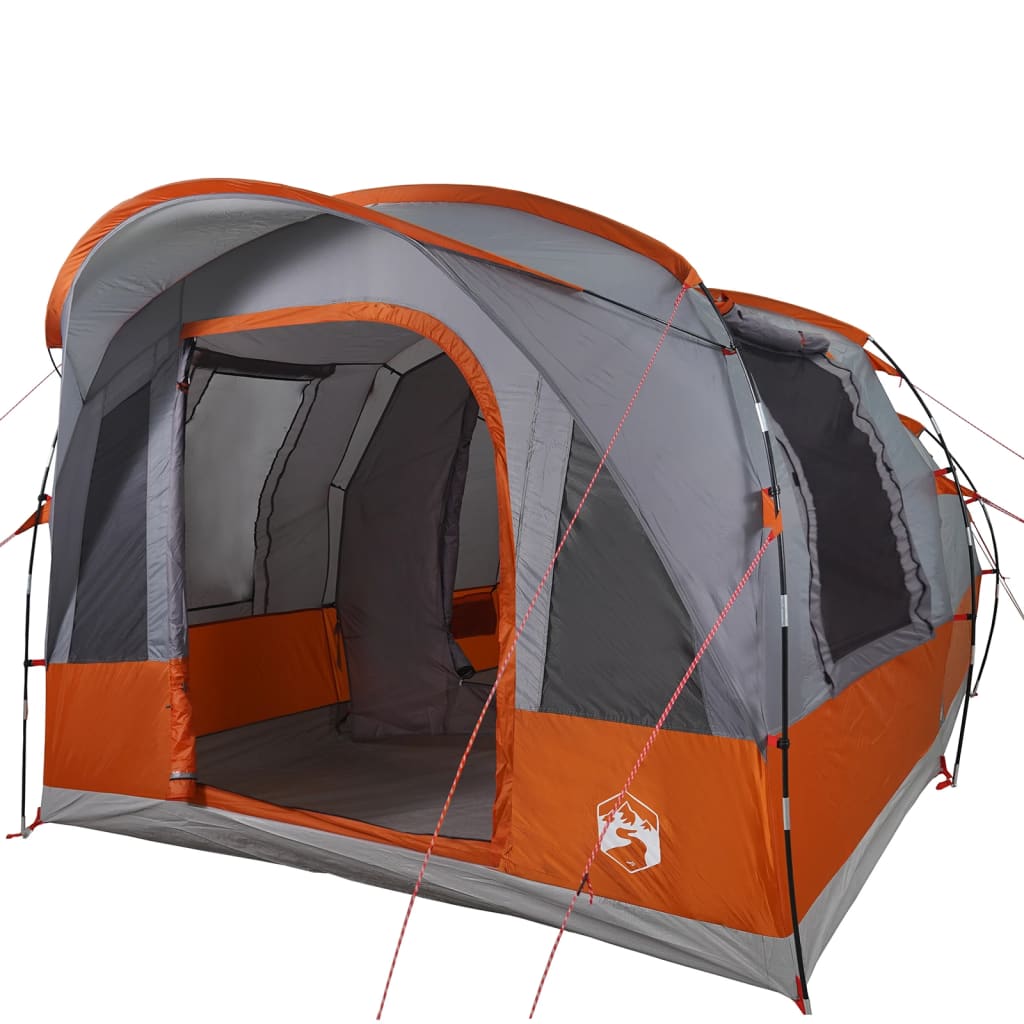 Cort de camping tunel 3 persoane, gri/portocaliu, impermeabil