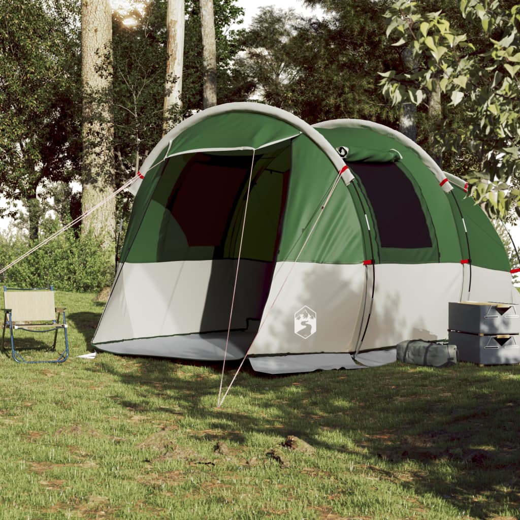 Cort de camping tunel pentru 4 persoane, verde, impermeabil