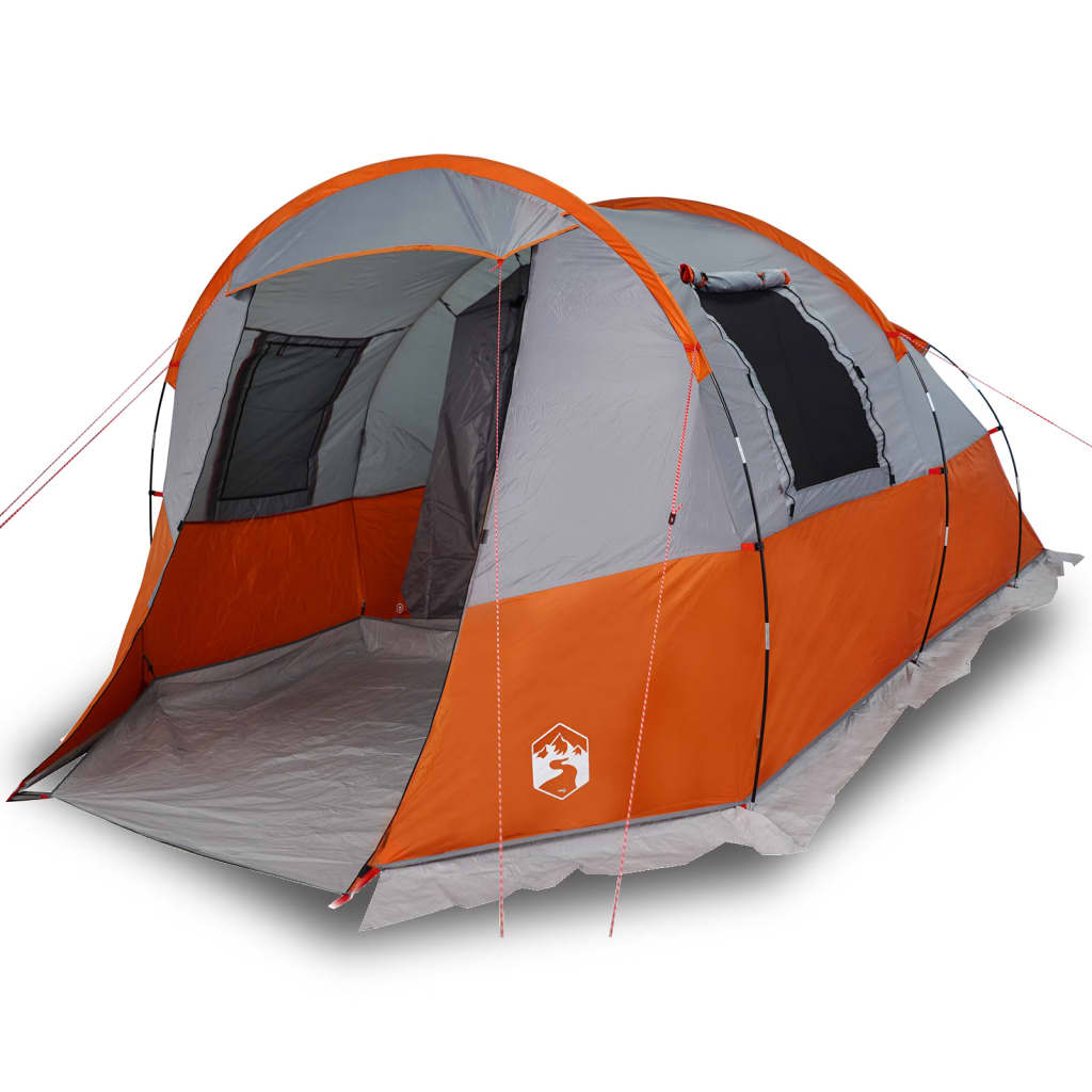 Cort de camping tunel 4 persoane, gri/portocaliu, impermeabil
