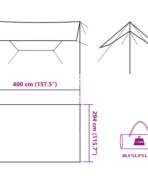 Загрузите изображение в средство просмотра галереи, Prelată de camping, gri și portocaliu, 400x294 cm, impermeabilă
