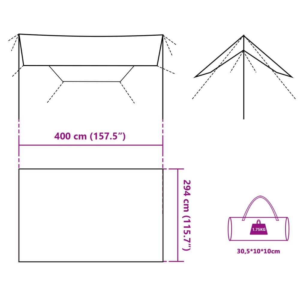 Prelată de camping, albastru, 400x294 cm, impermeabilă