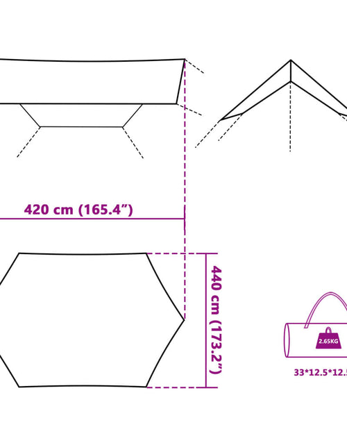 Încărcați imaginea în vizualizatorul Galerie, Prelată de camping, verde, 420x440 cm, impermeabilă
