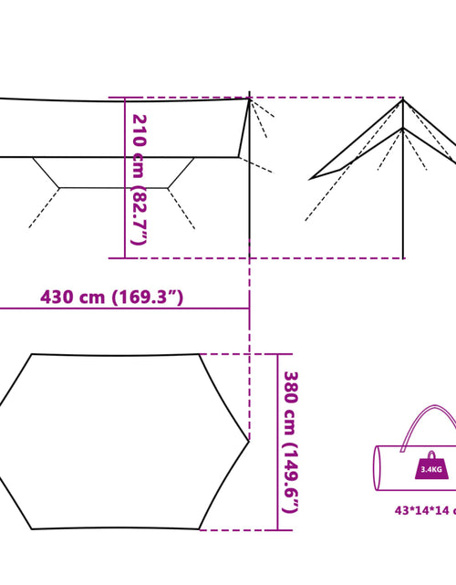 Încărcați imaginea în vizualizatorul Galerie, Prelată de camping, verde, 430x380x210 cm, impermeabilă
