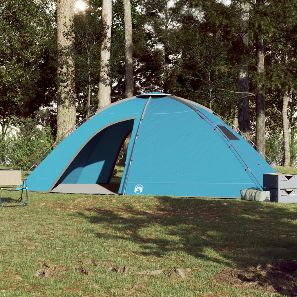 Cort de camping pentru 8 persoane, albastru, impermeabil
