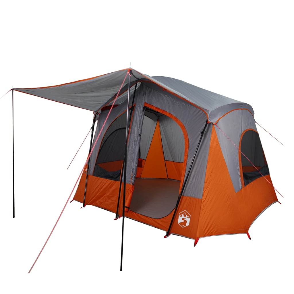 Cabină cort de camping 5 persoane gri și portocaliu impermeabil