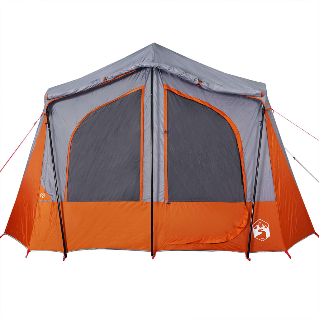Cabină cort de camping 5 persoane gri și portocaliu impermeabil