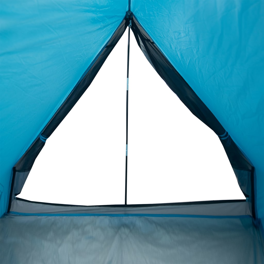 Cort de camping cu cadru A, 2 persoane, albastru, impermeabil
