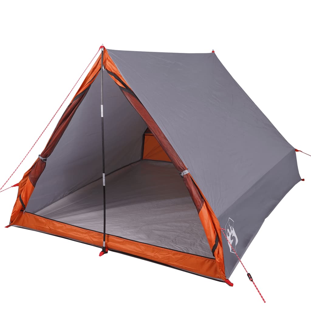 Cort camping cu cadru A 2 persoane, gri/portocaliu, impermeabil